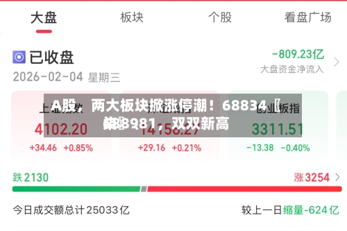 A股，两大板块掀涨停潮！68834〖柒〗、688981，双双新高