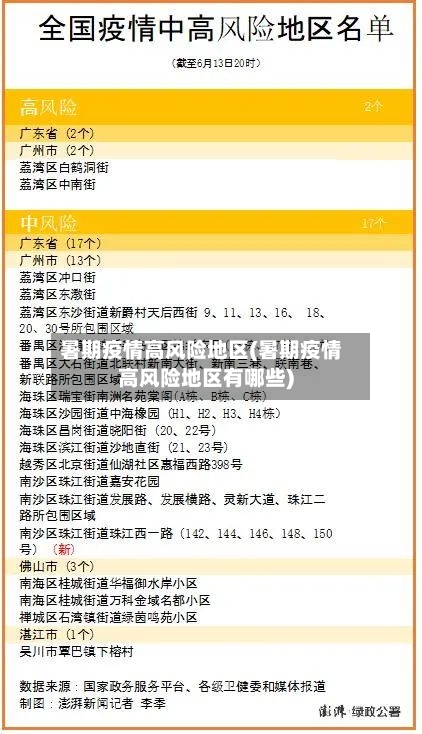 暑期疫情高风险地区(暑期疫情高风险地区有哪些)