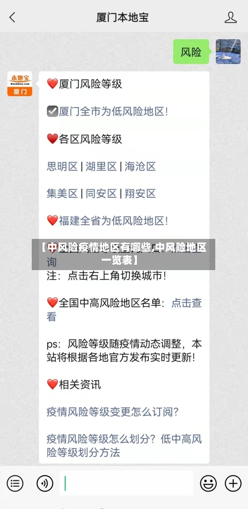 【中风险疫情地区有哪些,中风险地区一览表】