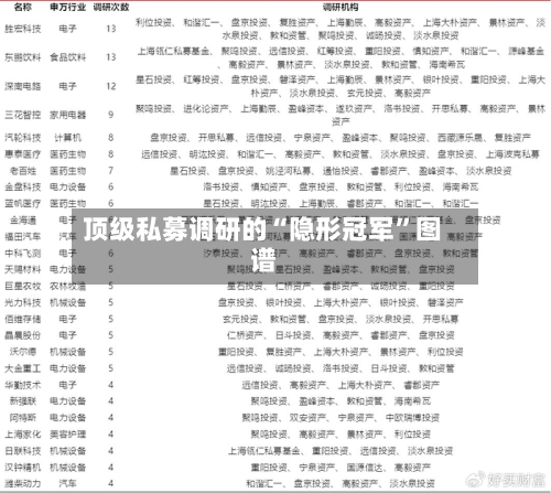顶级私募调研的“隐形冠军”图谱