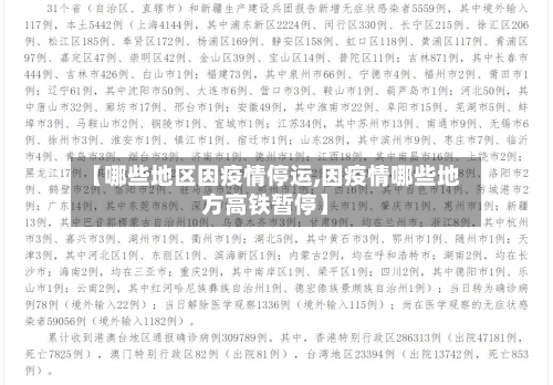 【哪些地区因疫情停运,因疫情哪些地方高铁暂停】